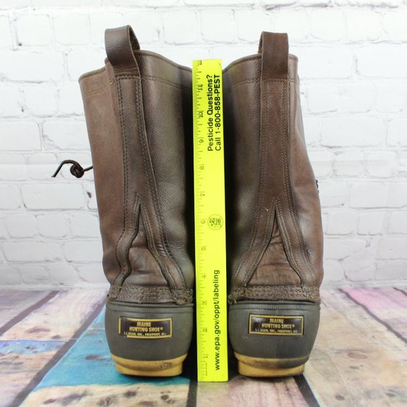 LL Bean Brown Leather Unlined Mid-Calf Hunting Duck Bean Boot Size 11 M - Picture 7 of 9